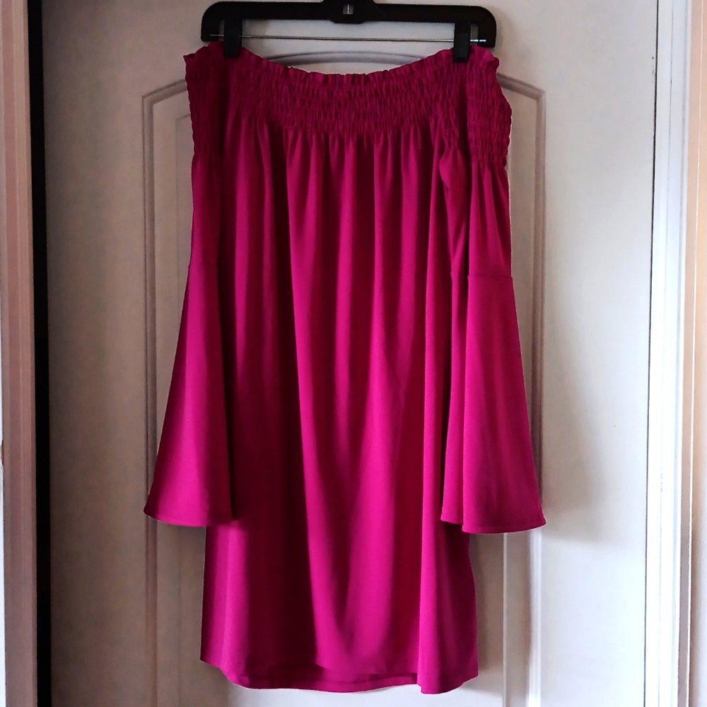 Express-Hot pink off the shoulder dress.NEVER WORN, but tags removed